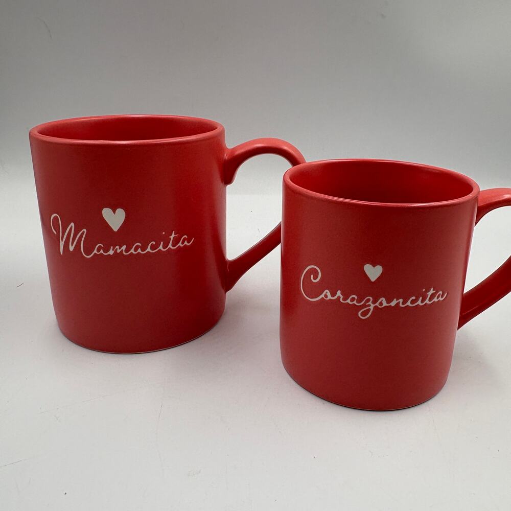 Threshold Stoneware Mommy & Me Pink Spanish Coffee Mug Set Mamacita Corazoncita - Picture 4 of 8